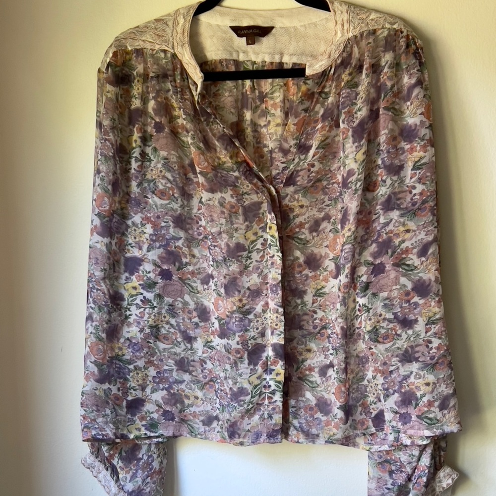 Ranna Gill Long Sleeve Blouse Size Large